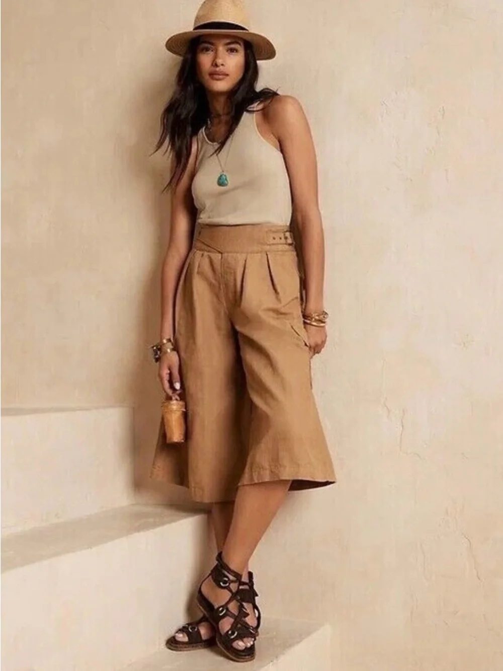 Banana Republic Linen Culottes Shorts Wide Leg Heritage Explorer Safari NWT $120